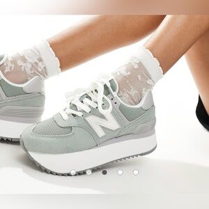 New Balance 574+ Shadow Grey/Rain Cloud/White Gray Sneakers 7.5W - 6Mens